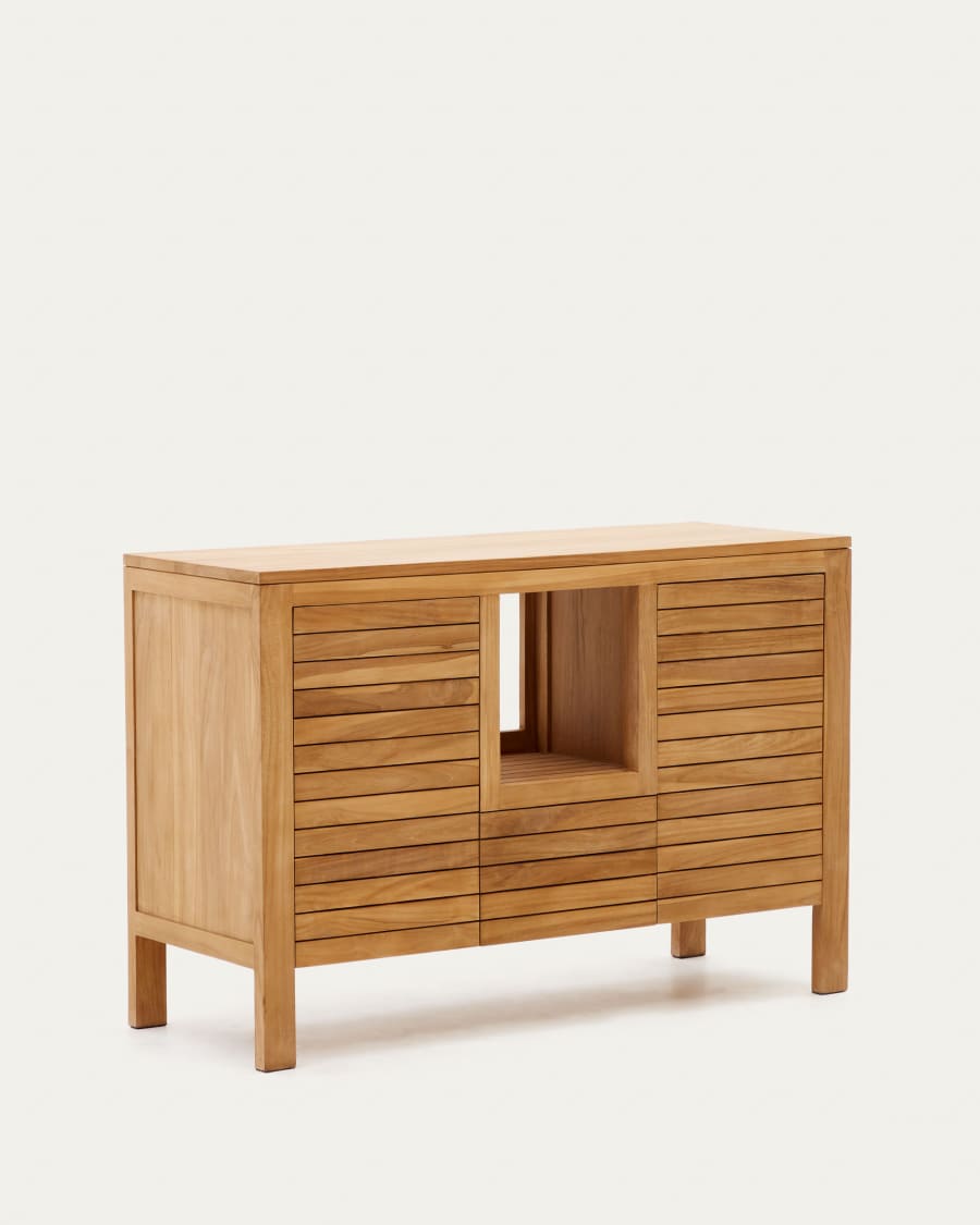 Neria bathroom furniture in solid teak wood with natural finish, 120 x 45 cm