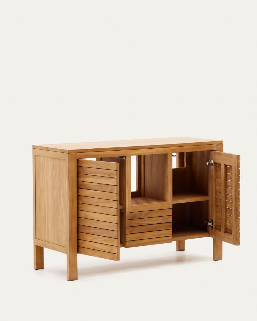 Neria bathroom furniture in solid teak wood with natural finish, 120 x 45 cm