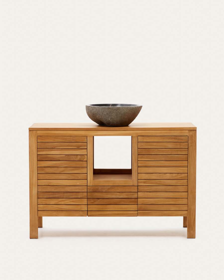 Neria bathroom furniture in solid teak wood with natural finish, 120 x 45 cm
