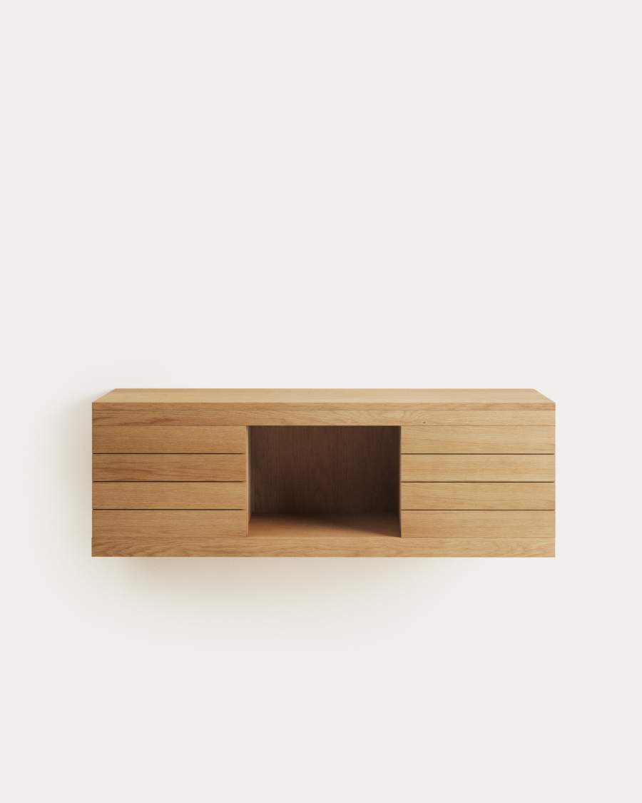 Yenit bathroom furniture in solid teak wood with a natural finish, 120 x 45 cm