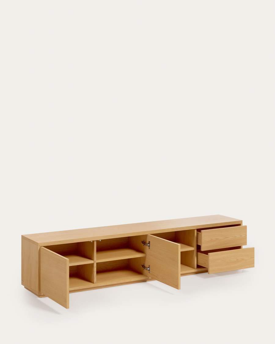 Abilen oak wood veneer 2 door TV stand with 2 drawers, 200 x 44 cm FSC 100%