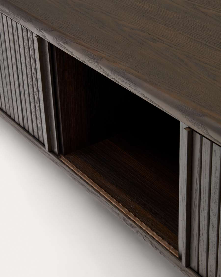 Mailen 2 door TV stand in ash veneer with a dark finish 120 x 50 cm