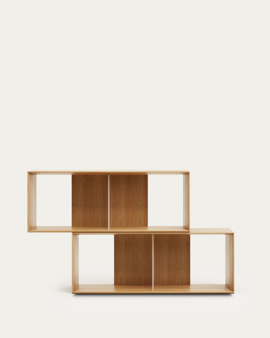 Litto set of 2 modular shelving units in oak wood veneer, 101 x 76 cm