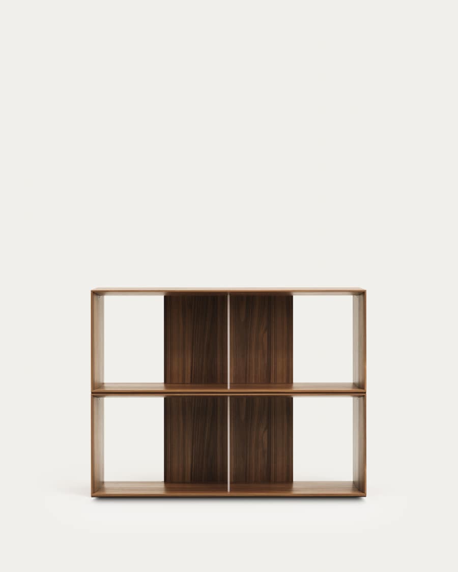 Litto set of 2 modular shelving units in walnut wood veneer, 101 x 76 cm