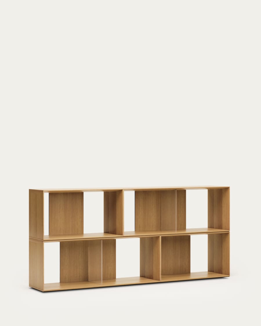 Litto set of 4 modular shelving units in oak wood veneer, 168 x 76 cm