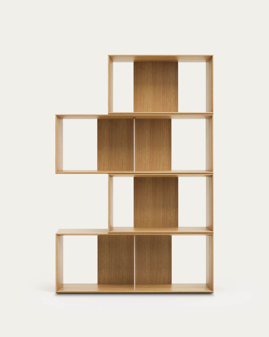 Litto set of 4 modular shelving units in oak wood veneer, 168 x 76 cm