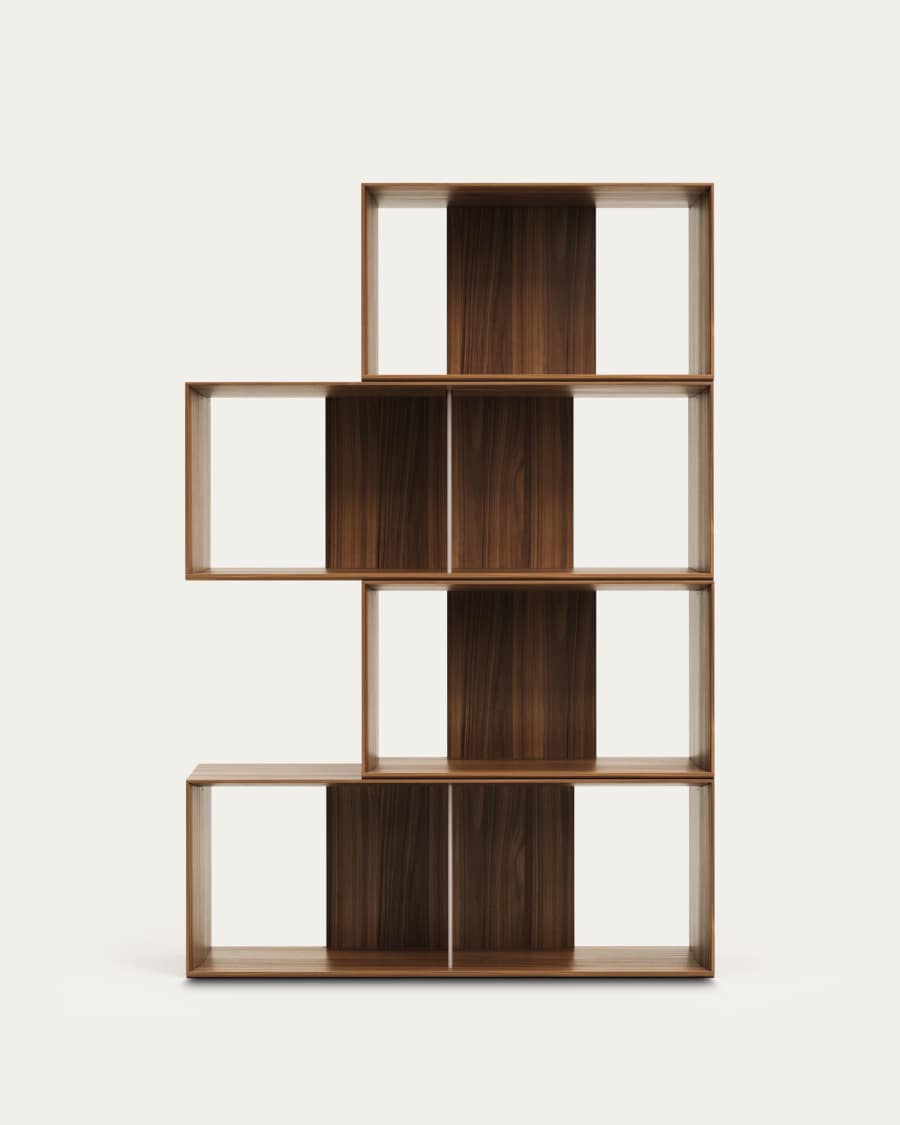 Litto set of 4 modular shelving units in walnut wood veneer, 168 x 76 cm