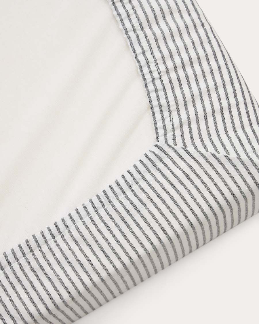 Yamile changing mat cover, 100% organic cotton (GOTS) in beige with grey stripes, 50 x 70 cm