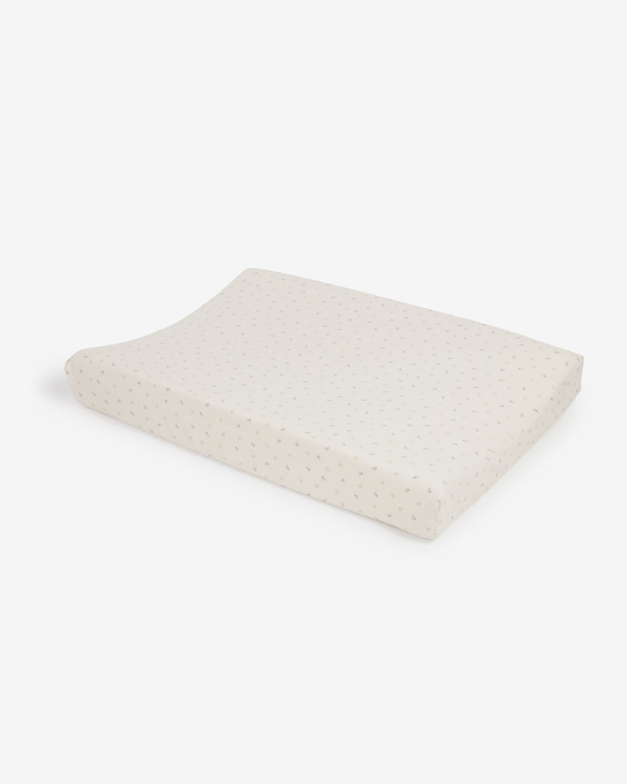 Funda para cambiador Yamile algodón orgánico (GOTS) beige con hojas multicolor 50 x 70 cm