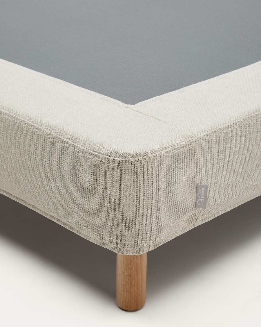 Ofelia base with ecru removable cover and solid beech wooden legs for a 160 x 200 cm mattress