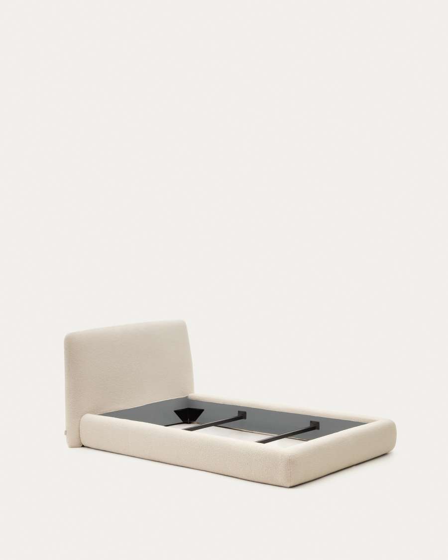 Letto sfoderabile Martina in tessuto bouclé écru per materasso da 90 x 200 cm FSC Mix Credit