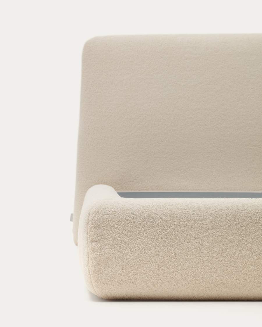 Martina Bett mit abnehmbarem Bezug aus Bouclé in Ecru für Matratze von 180 x 200 cm FSC Mix Credit
