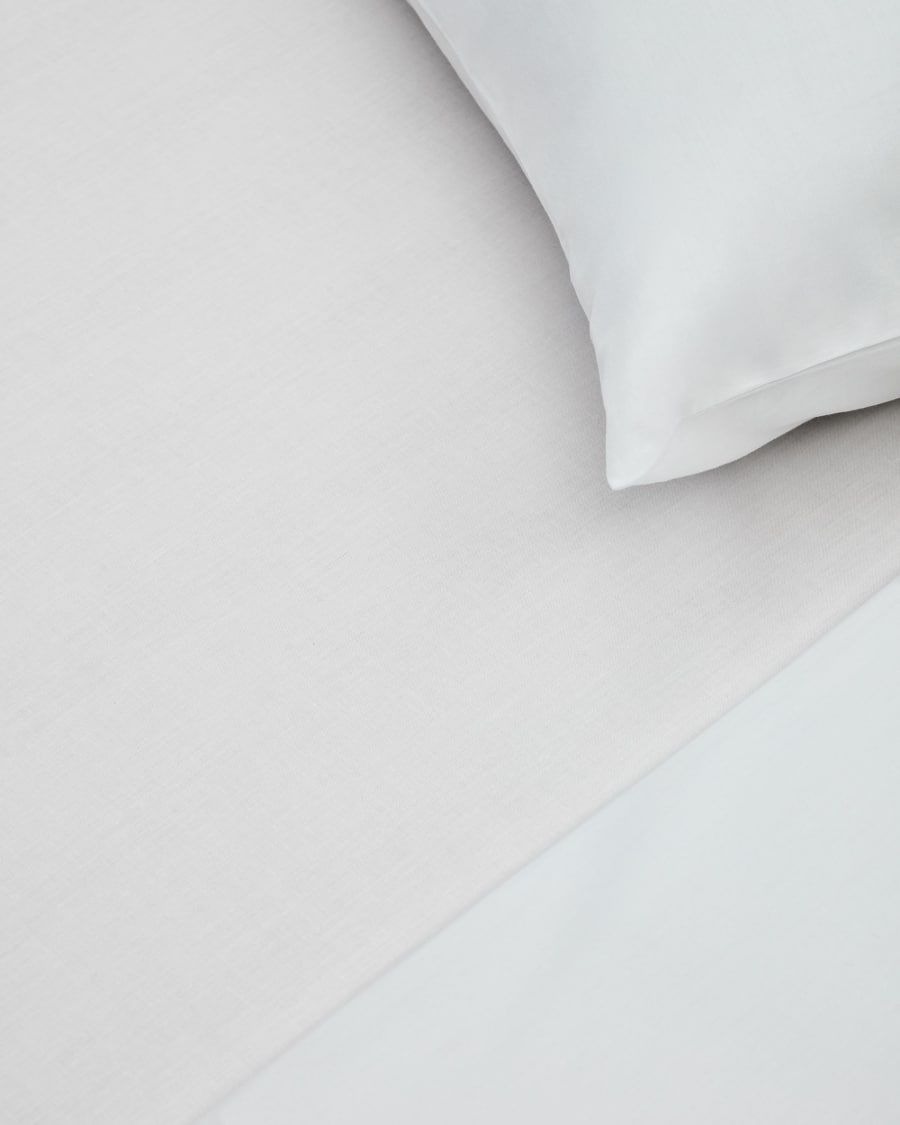 Teia 100% cotton percale fitted bed sheet 180 thread count in white, 180 x 200 cm