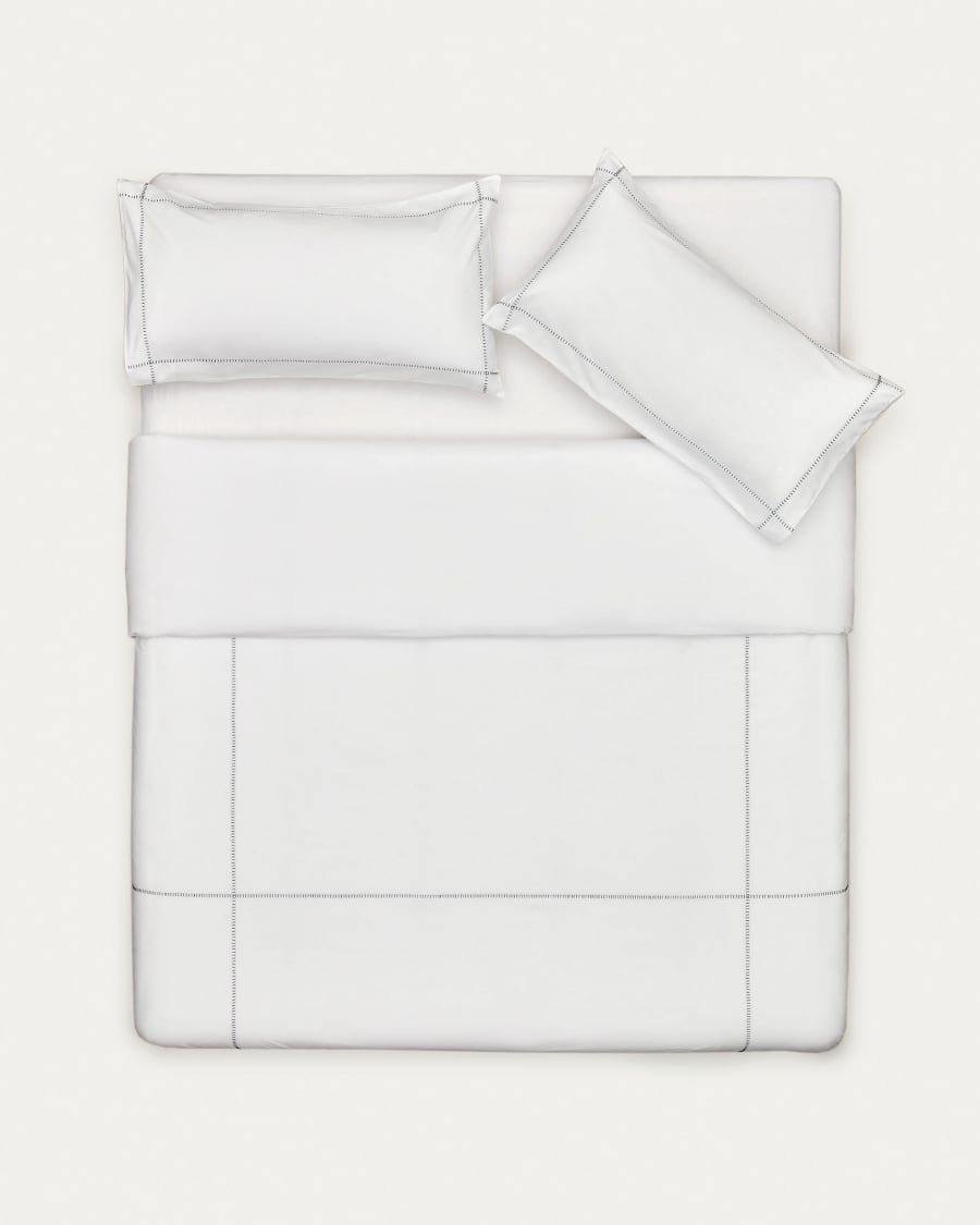 Elvia 100% cotton percale duvet cover and pillow case set, 180 thread count in white, 135 x 200cm