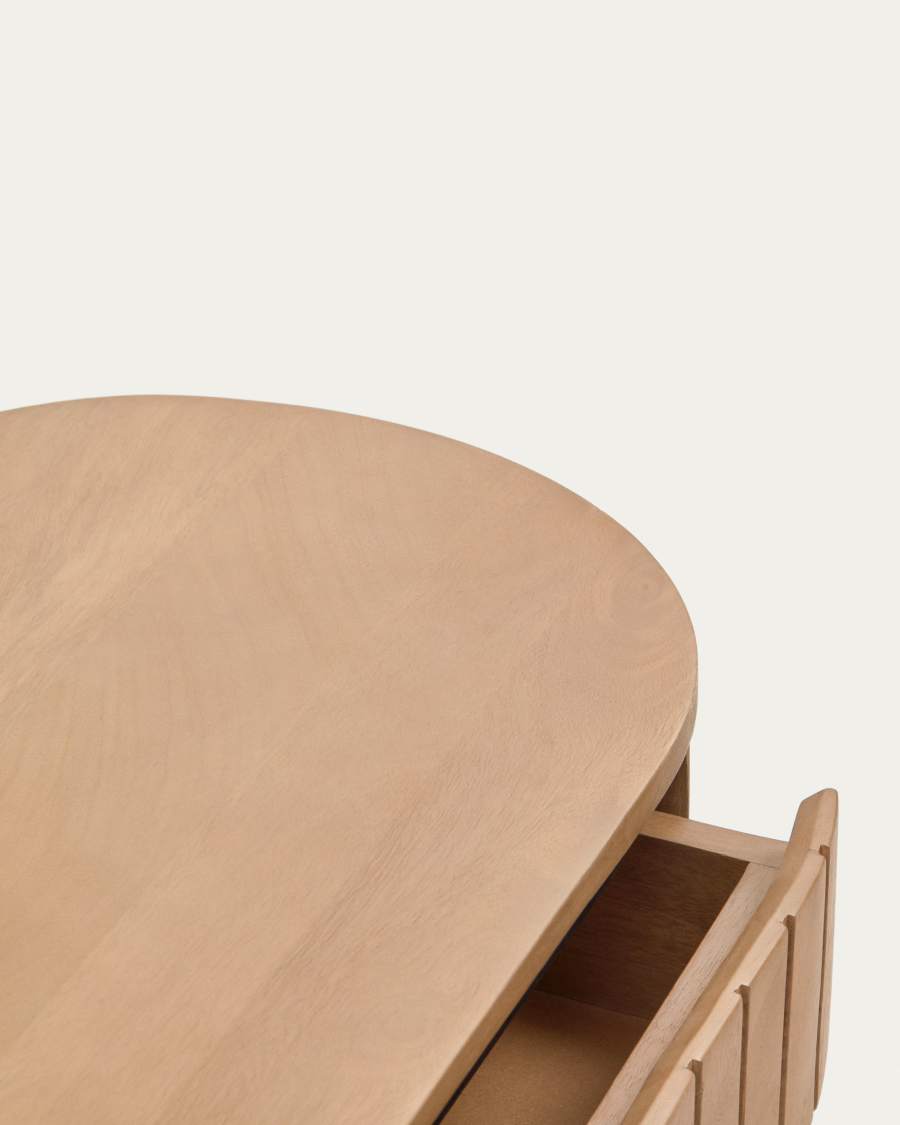 Licia mango wood bedside table with 1 drawer, with a natural finish and metal, 55 x 65 cm