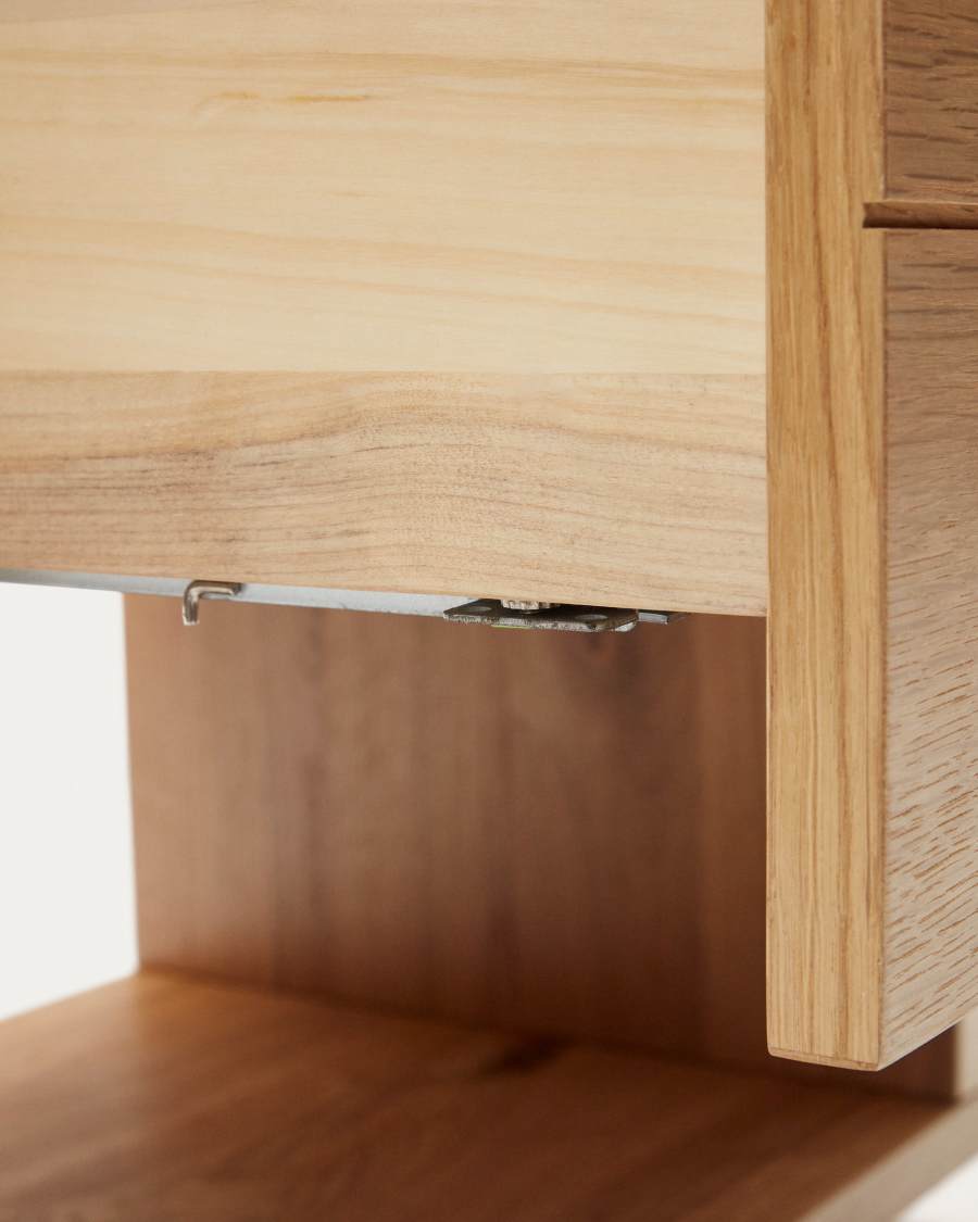 Alguema bedside table in oak wood veneer with natural finish, 60 x 50 cm