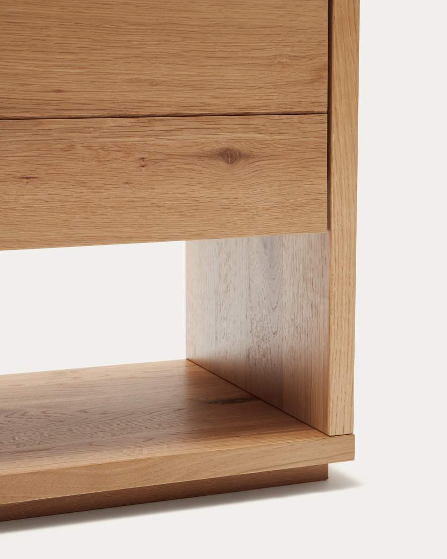 Alguema bedside table in oak wood veneer with natural finish, 60 x 50 cm