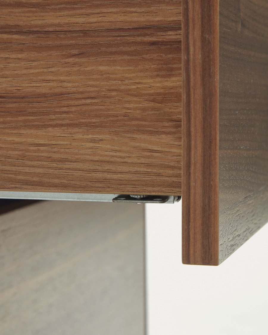 Vedrana bedside table, 2 walnut veneer drawers, and black steel legs, 60 x 55 cm