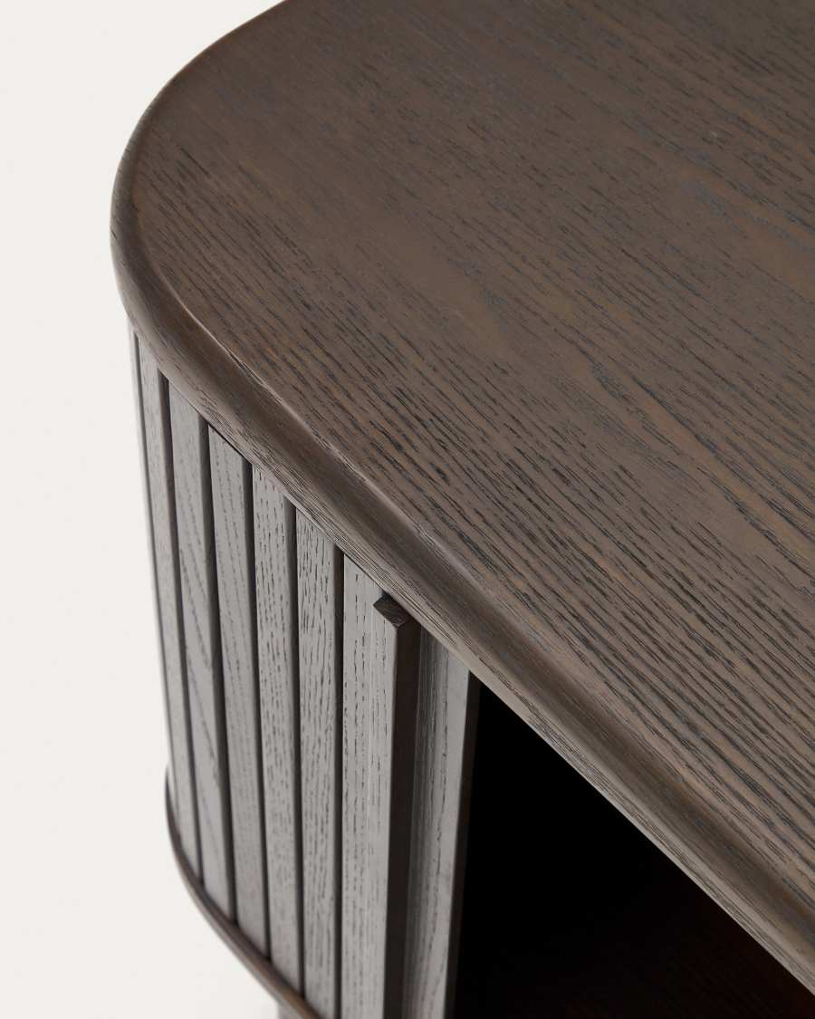 Mailen bedside table in ash veneer with a dark finish 50 x 55 cm