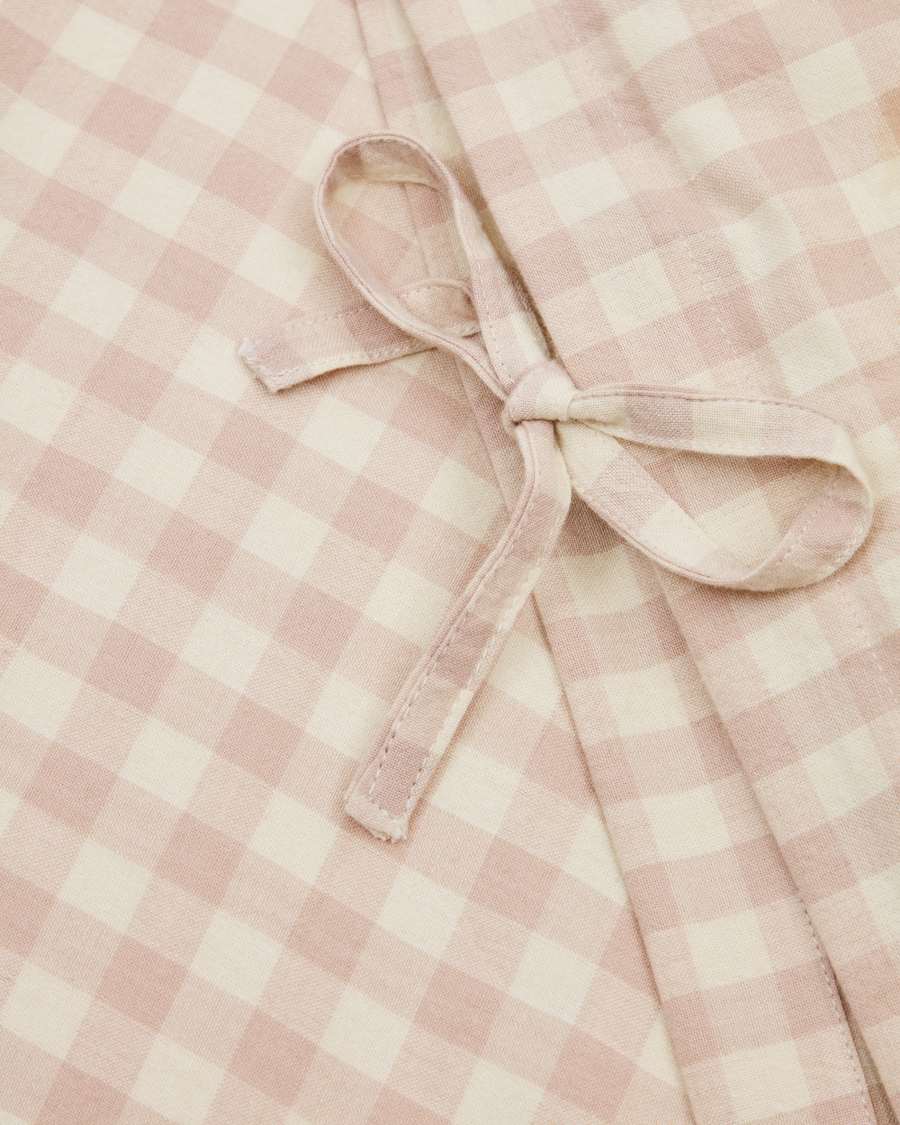 Set Yanil duvet cover, bottom and pillowcase 100% cotton pink and beige squares 70x140cm