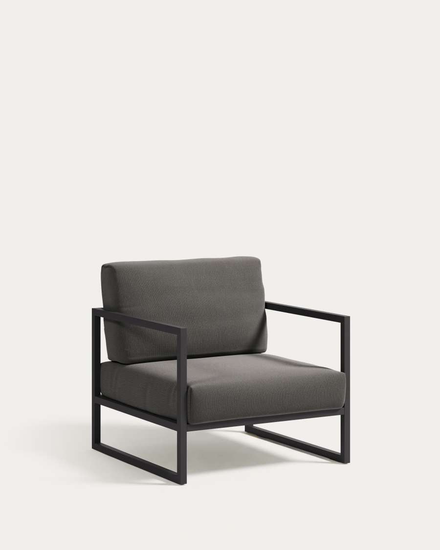 Comova 100% outdoor armchair in dark grey and black aluminium