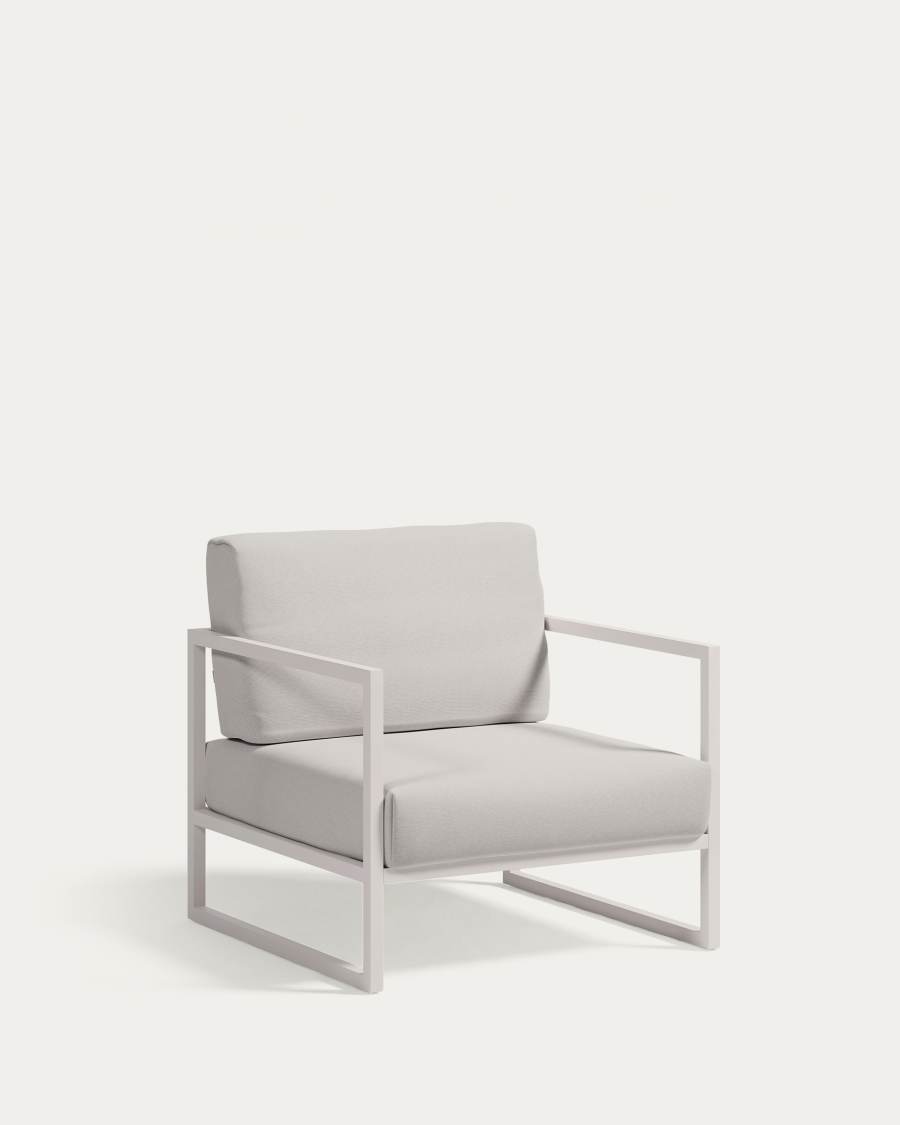 Comova 100% outdoor armchair in white and white aluminium