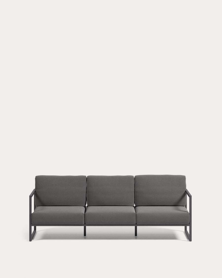 Comova 100% outdoor 3-seater sofa in dark grey and black aluminium, 222 cm