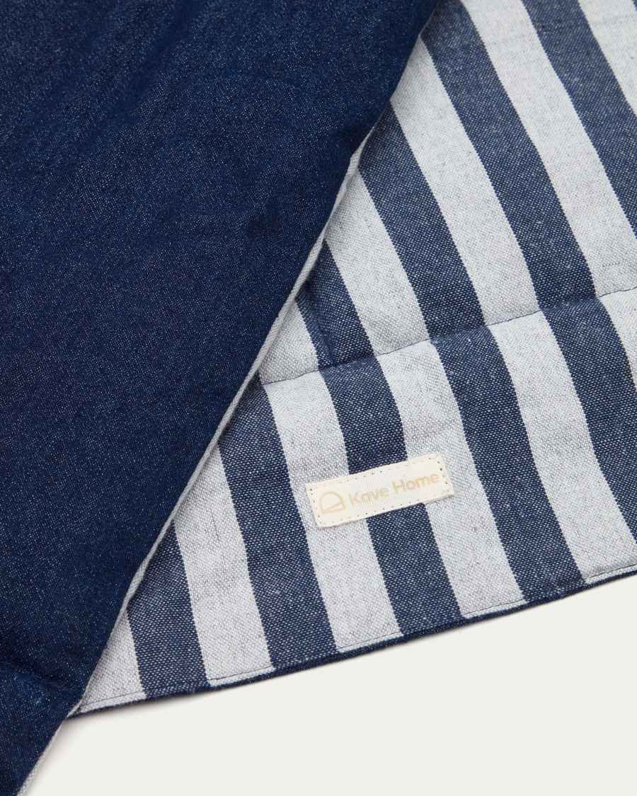 Coperta portatile per animali domestici Tabby 100% cotone combinato a strisce grigie e blu 80 x 100 cm