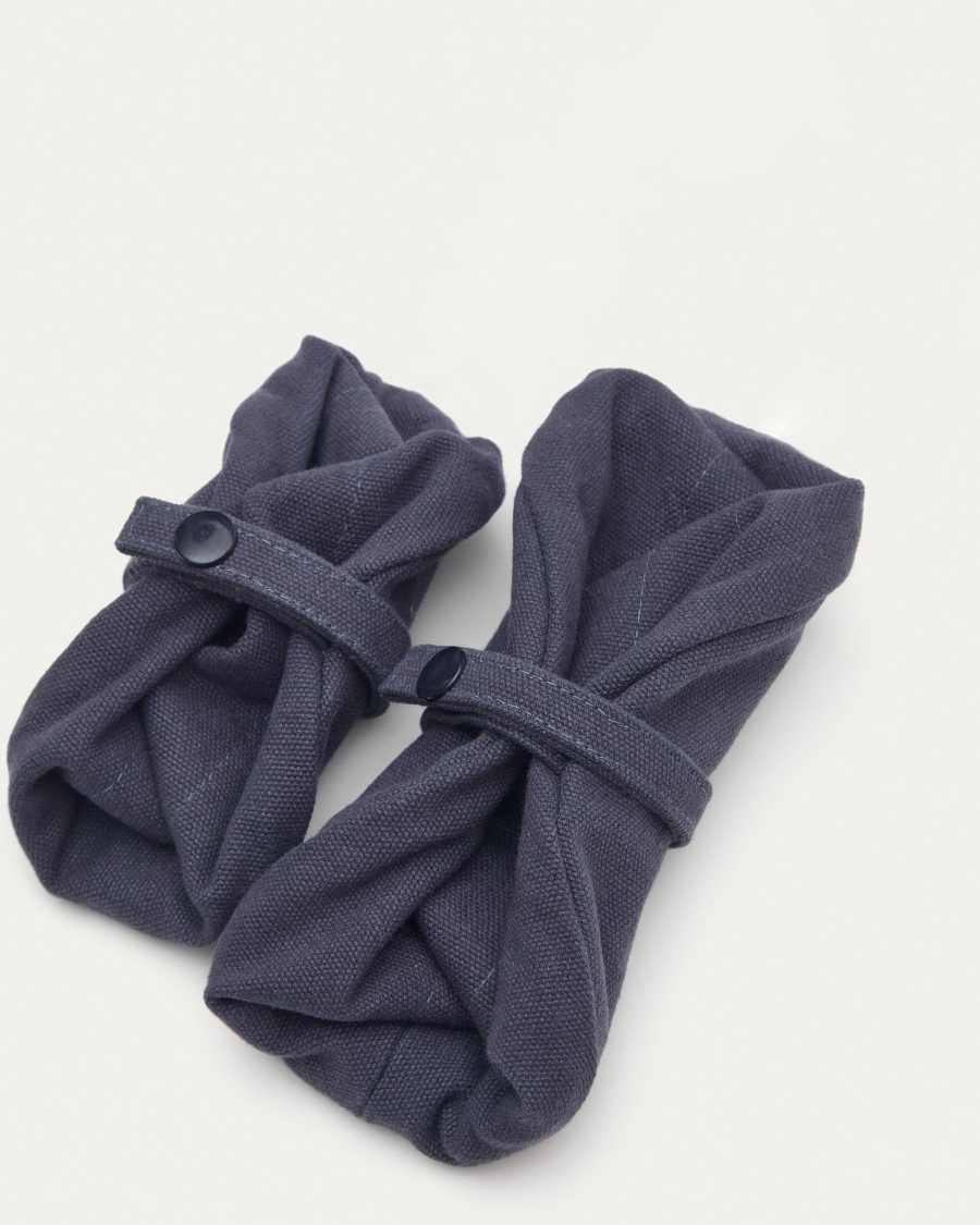 Trufa set of 2 100% waterproof cotton collapsible food and water bowls in blue