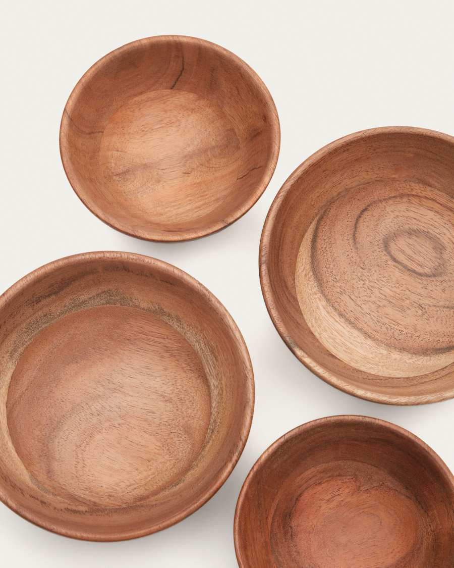 Ercilia set of 4 large and small solid acacia wood kitchen utensils