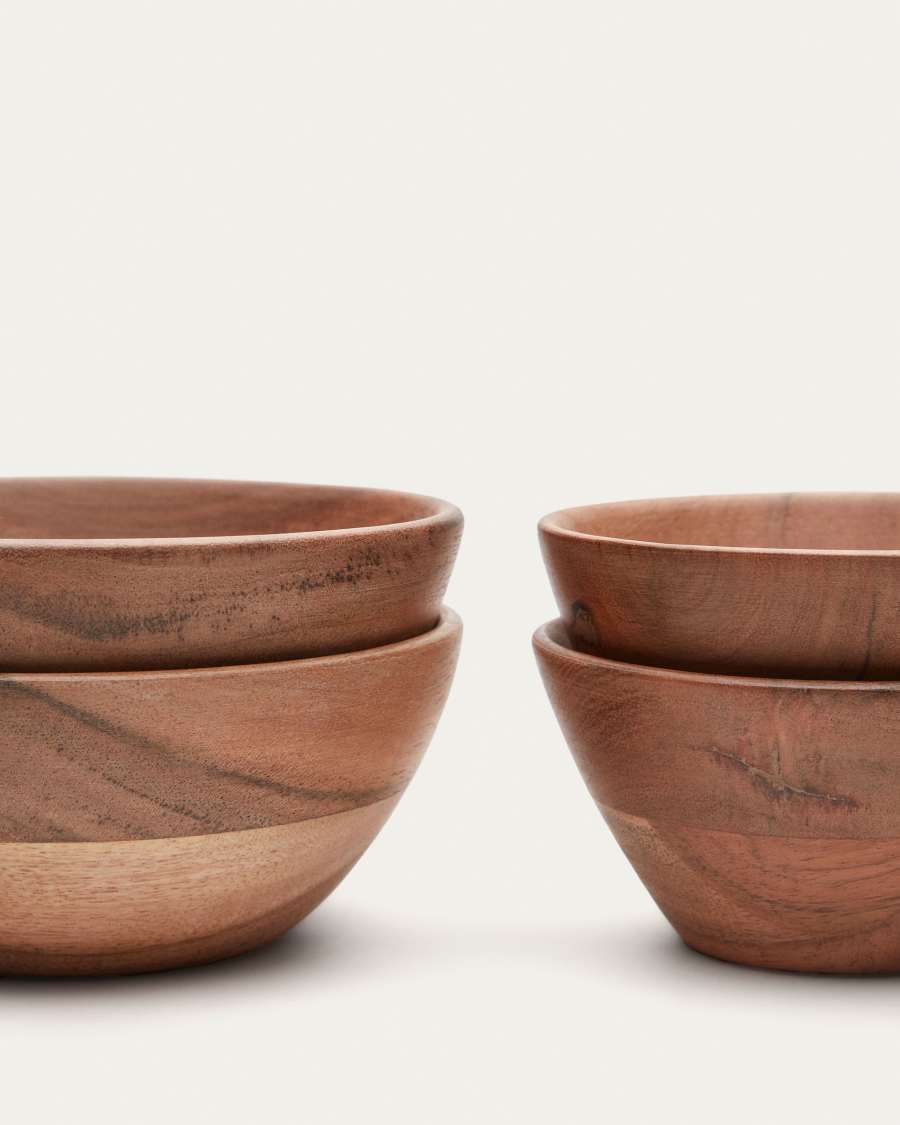 Ercilia set of 4 large and small solid acacia wood kitchen utensils