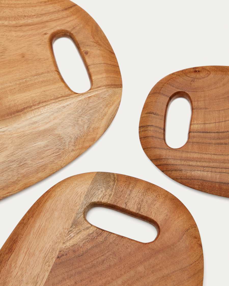Llubi Set aus 3 Servierbrettern aus massivem Akazienholz