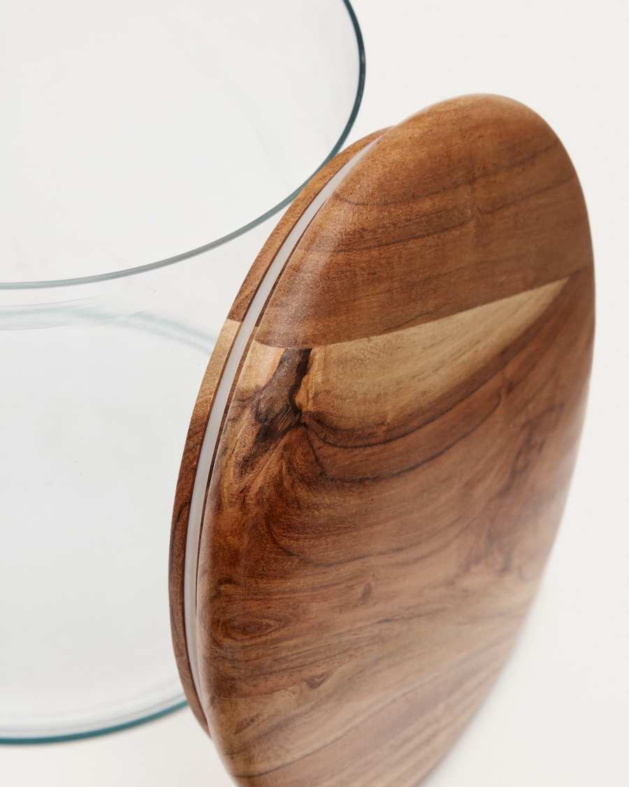Kasia large jar with transparent glass and solid acacia wood lid