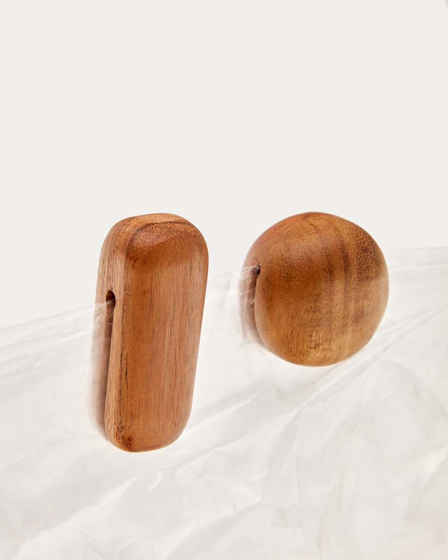 Xena set of 2 solid acacia wood clips for closing bags