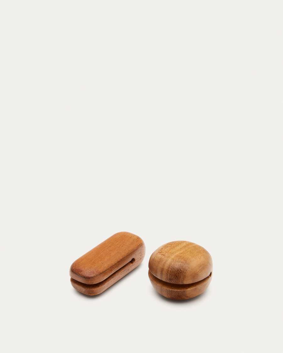 Xena set of 2 solid acacia wood clips for closing bags