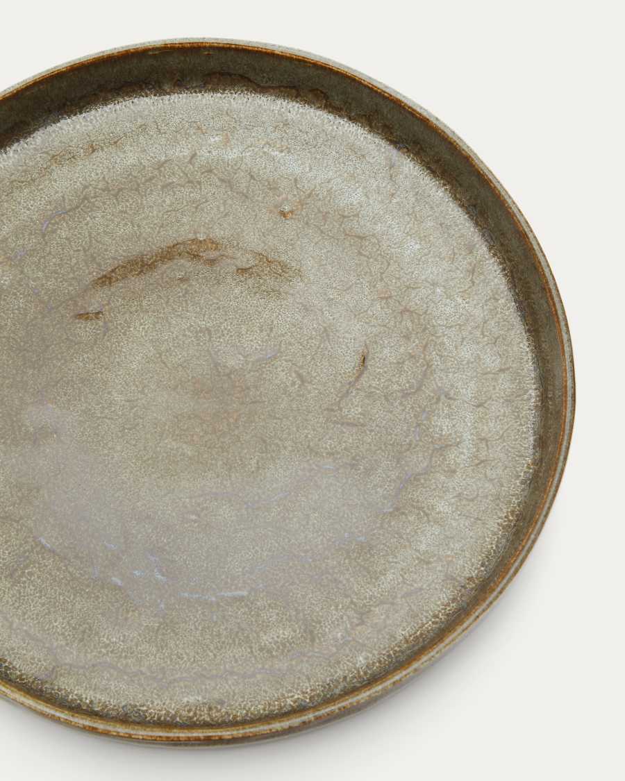Plato plano Serni de cerámica marrón