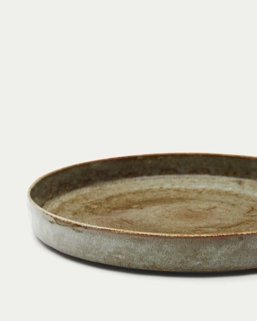 Plato plano Serni de cerámica marrón