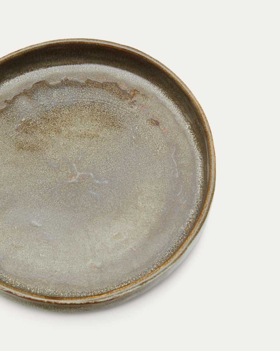 Assiette à dessert Serni en céramique marron