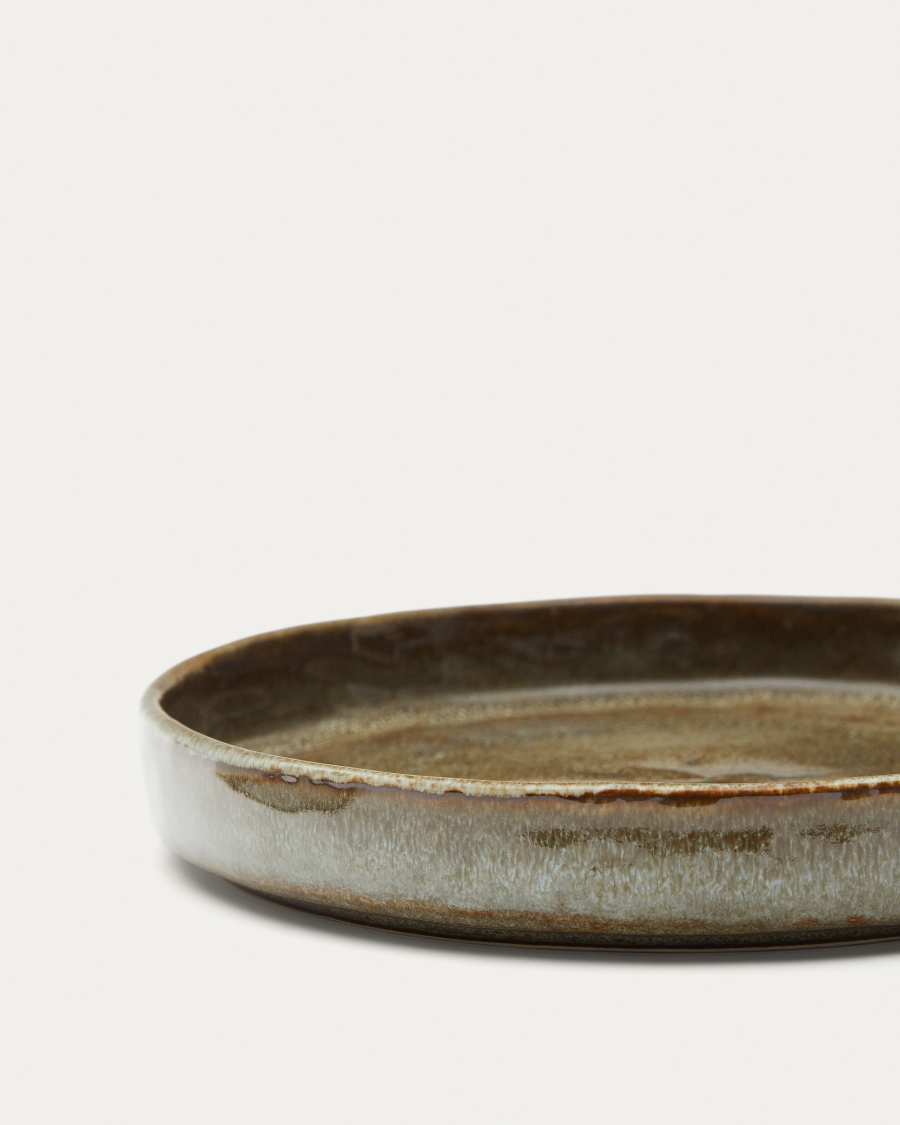 Assiette à dessert Serni en céramique marron