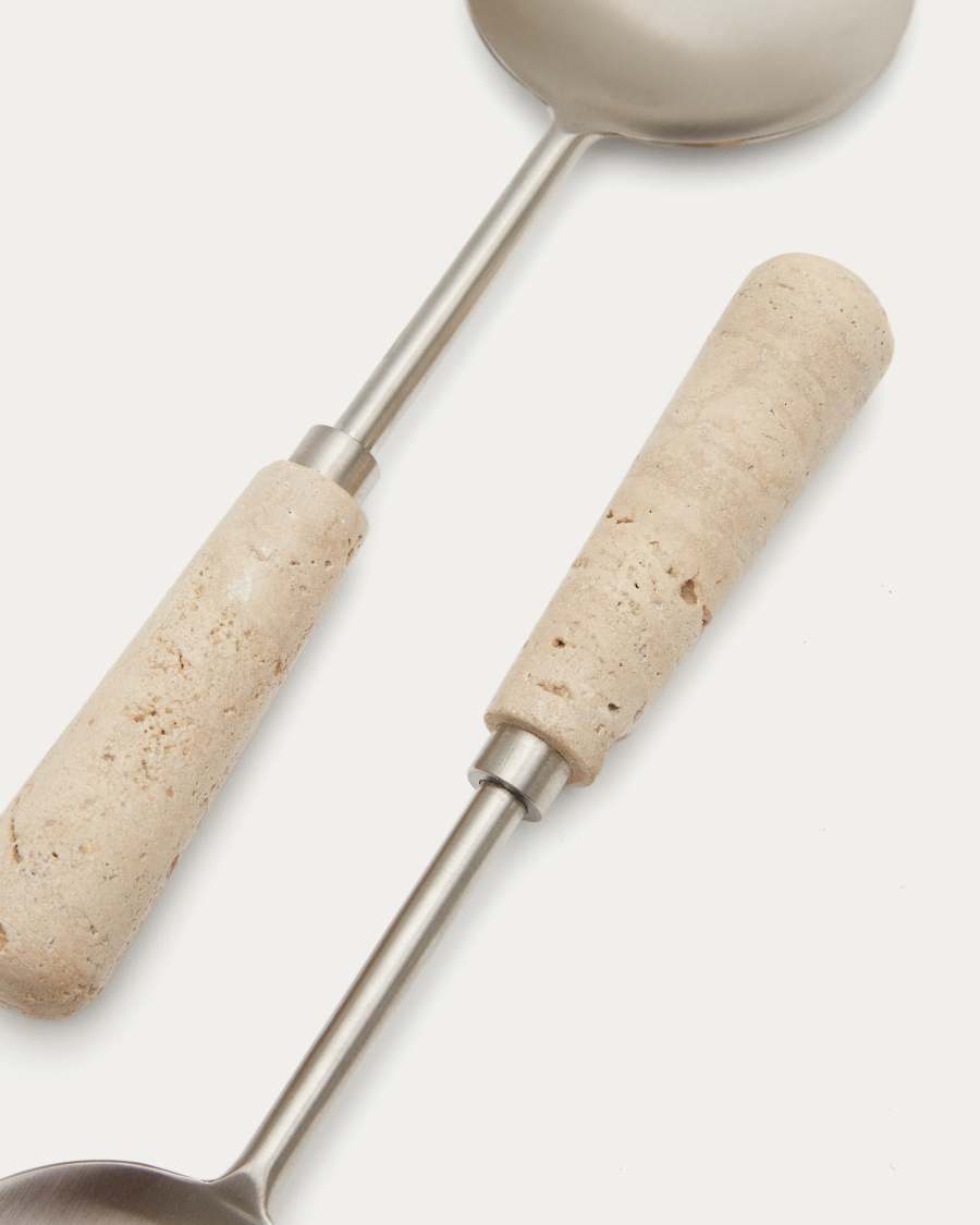 Madlena 2-teiliges Salatbesteck   aus Travertin bin Beige