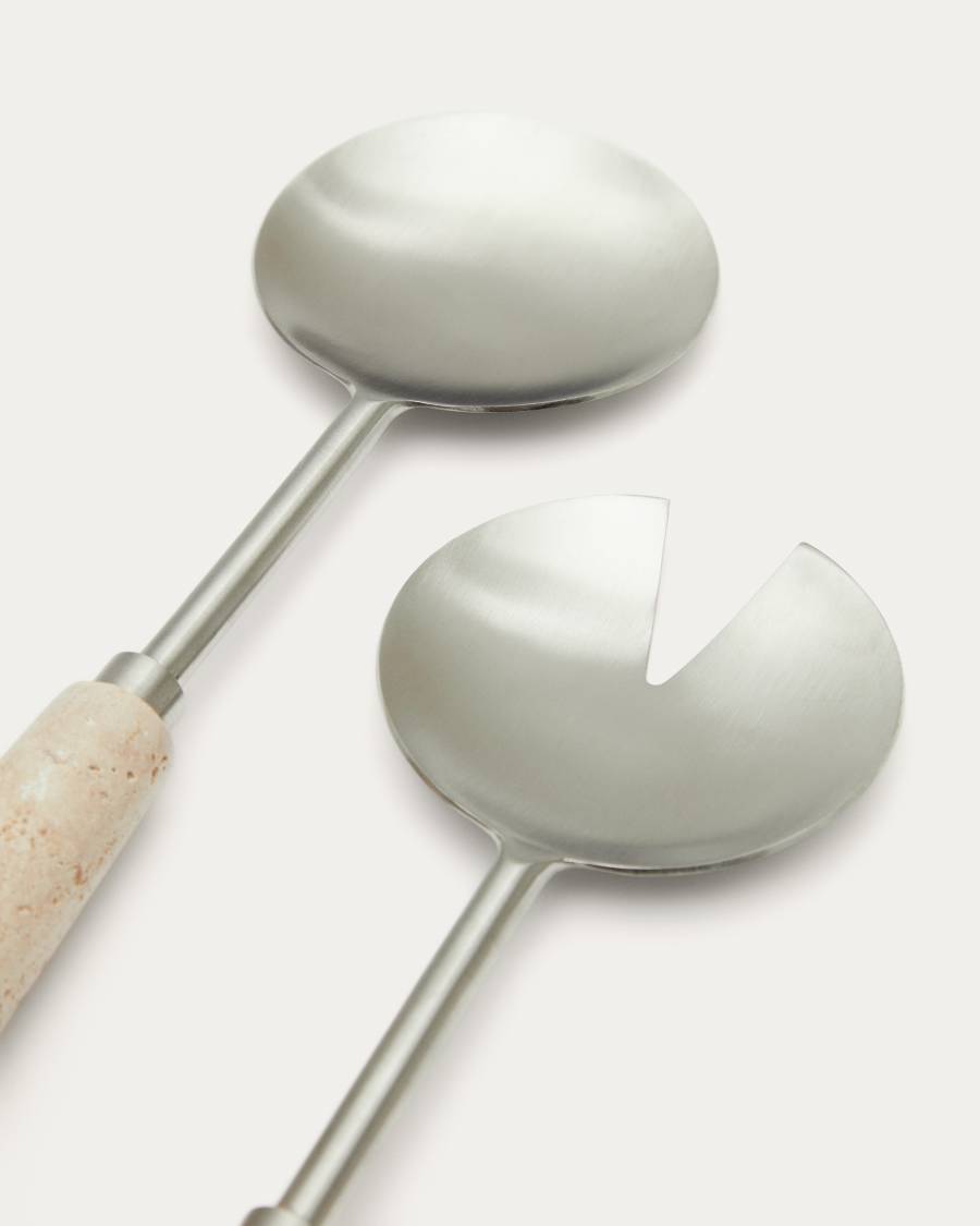 Madlena 2-teiliges Salatbesteck   aus Travertin bin Beige