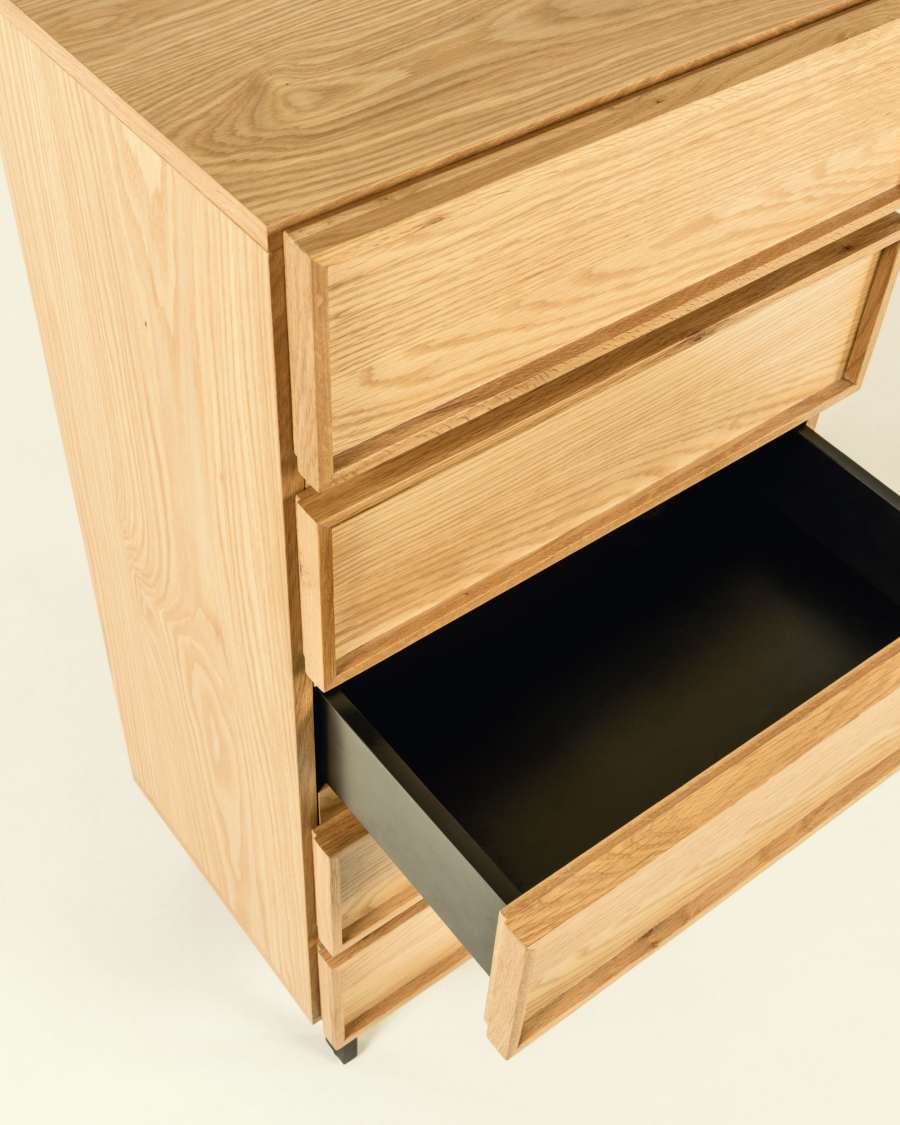 Commode Taiana 60 x 120 cm en bois de chêne contreplaqué et acier finition noire