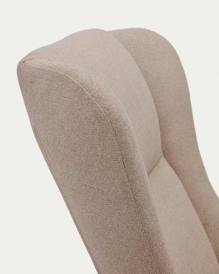 Maustin Schaukelstuhl mit Chenille in Beige und Gestell aus Stahl und Buchenholz