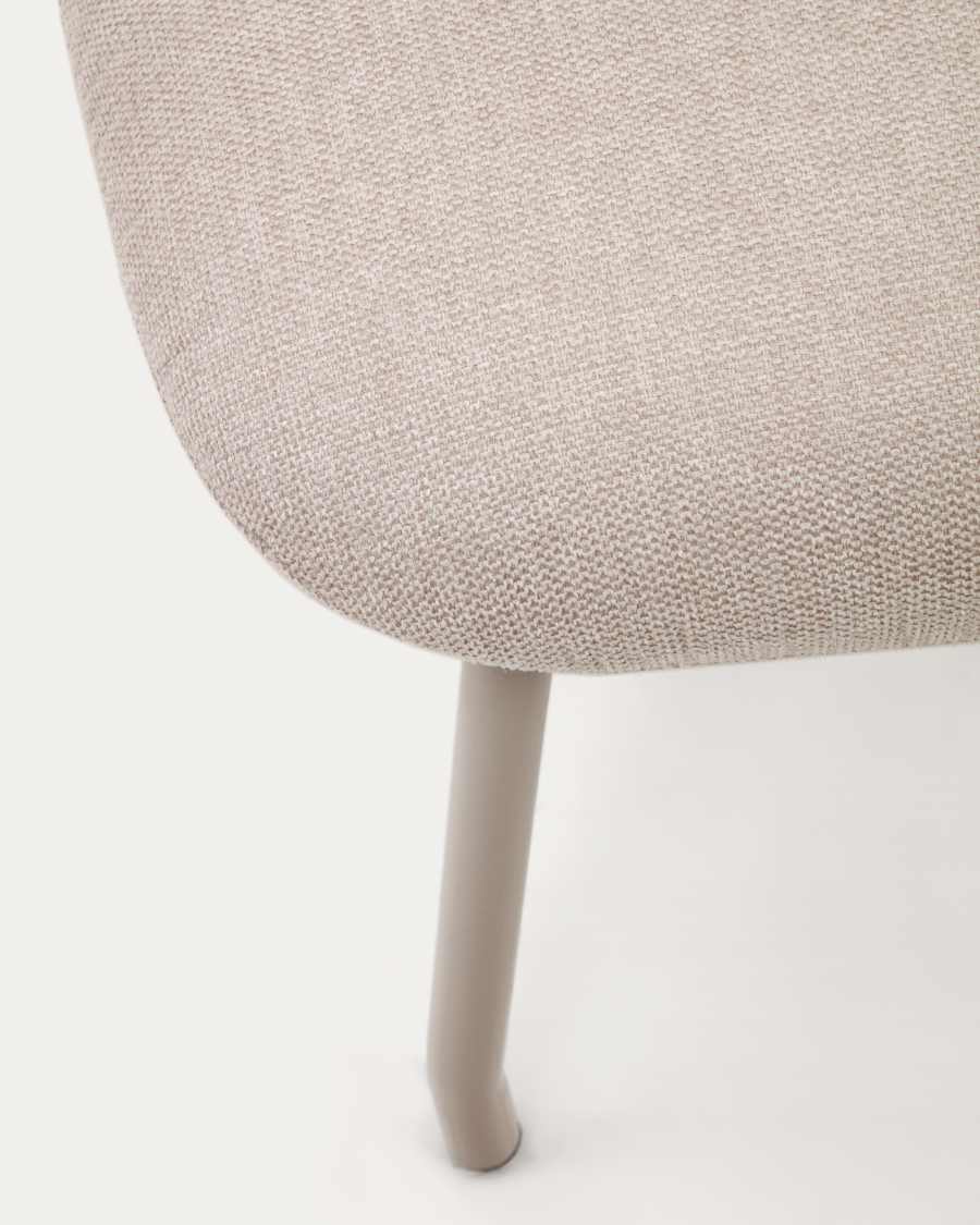 Belina beige chenille footrest in steel with beige finish FSC 100%