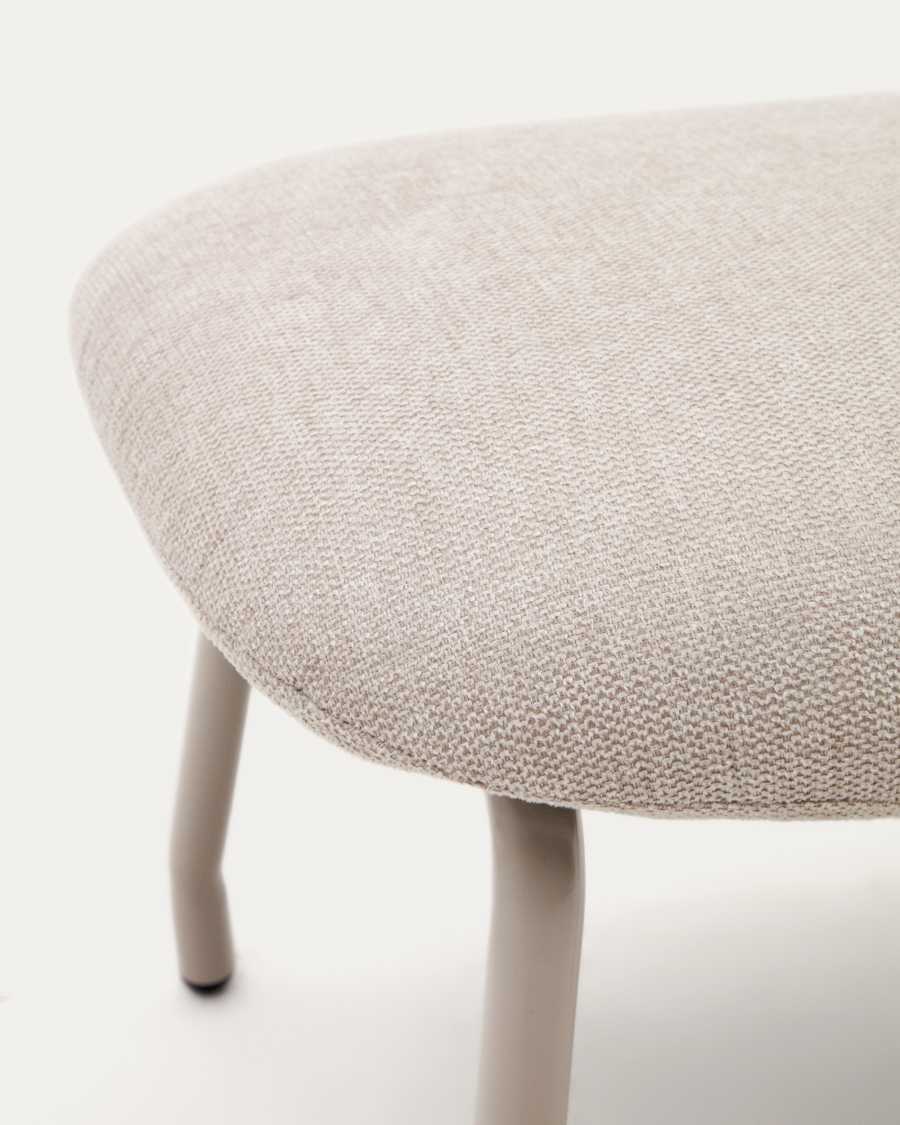 Belina beige chenille footrest in steel with beige finish FSC 100%