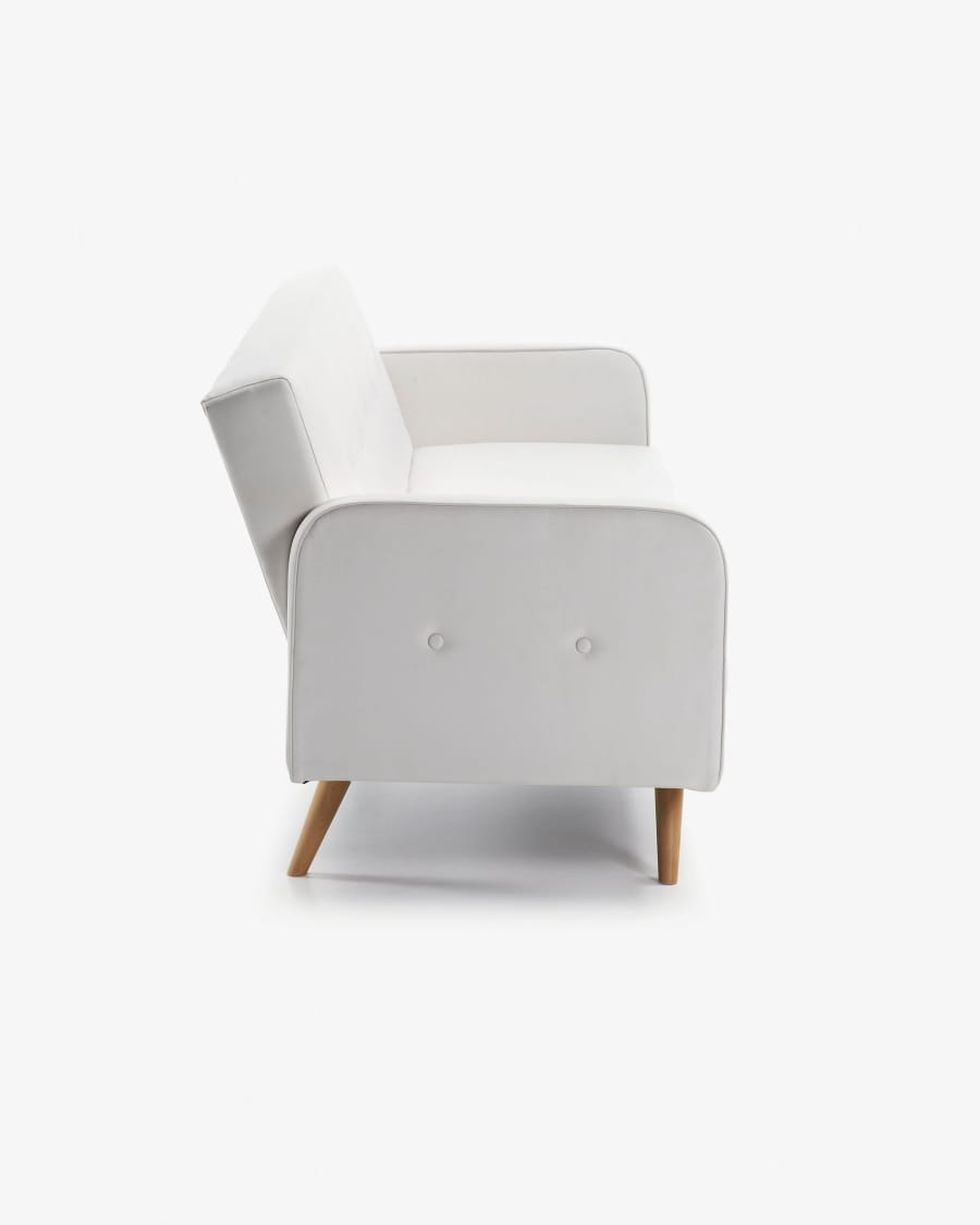 Roger 3 seater sofa bed in white synthetic leather, 210cm