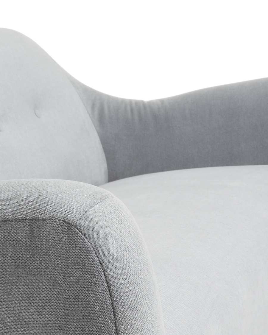 Orby 3-zitsbank in lichtgrijs met massief eiken poten 190 cm