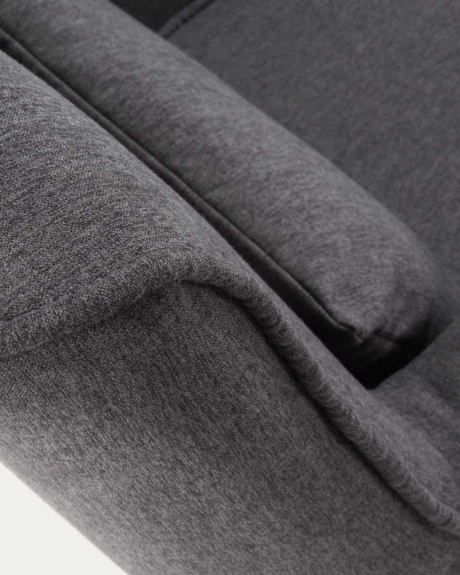 Glam Sessel dunkelgrau mit Beinen aus massivem Buchenholz