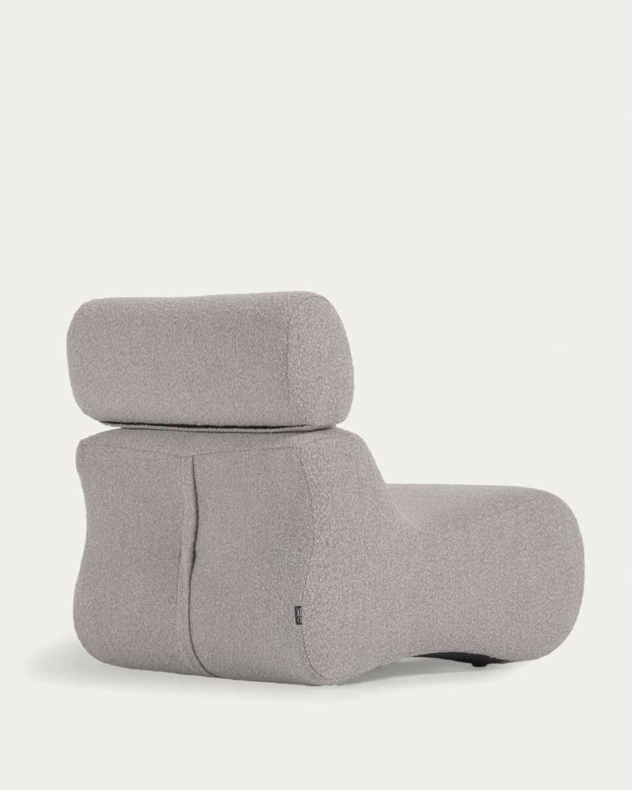 Fauteuil Club bouclette gris clair