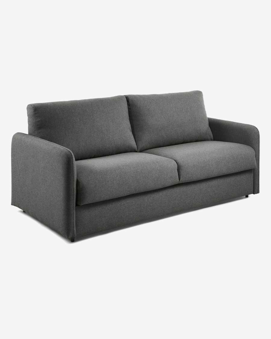 Kymoon 2 seater sofa bed in white visco fabric, 140 cm